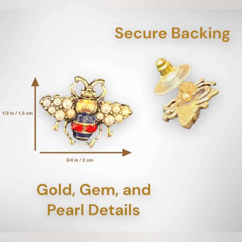 Bee Pearl Lux Red Stone Crystal Earrings - Picture 4 of 5